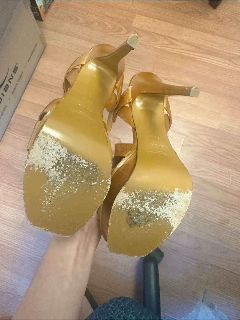 Yves Saint Laurent Metallic orange bronze  Platform Stiletto Sandals